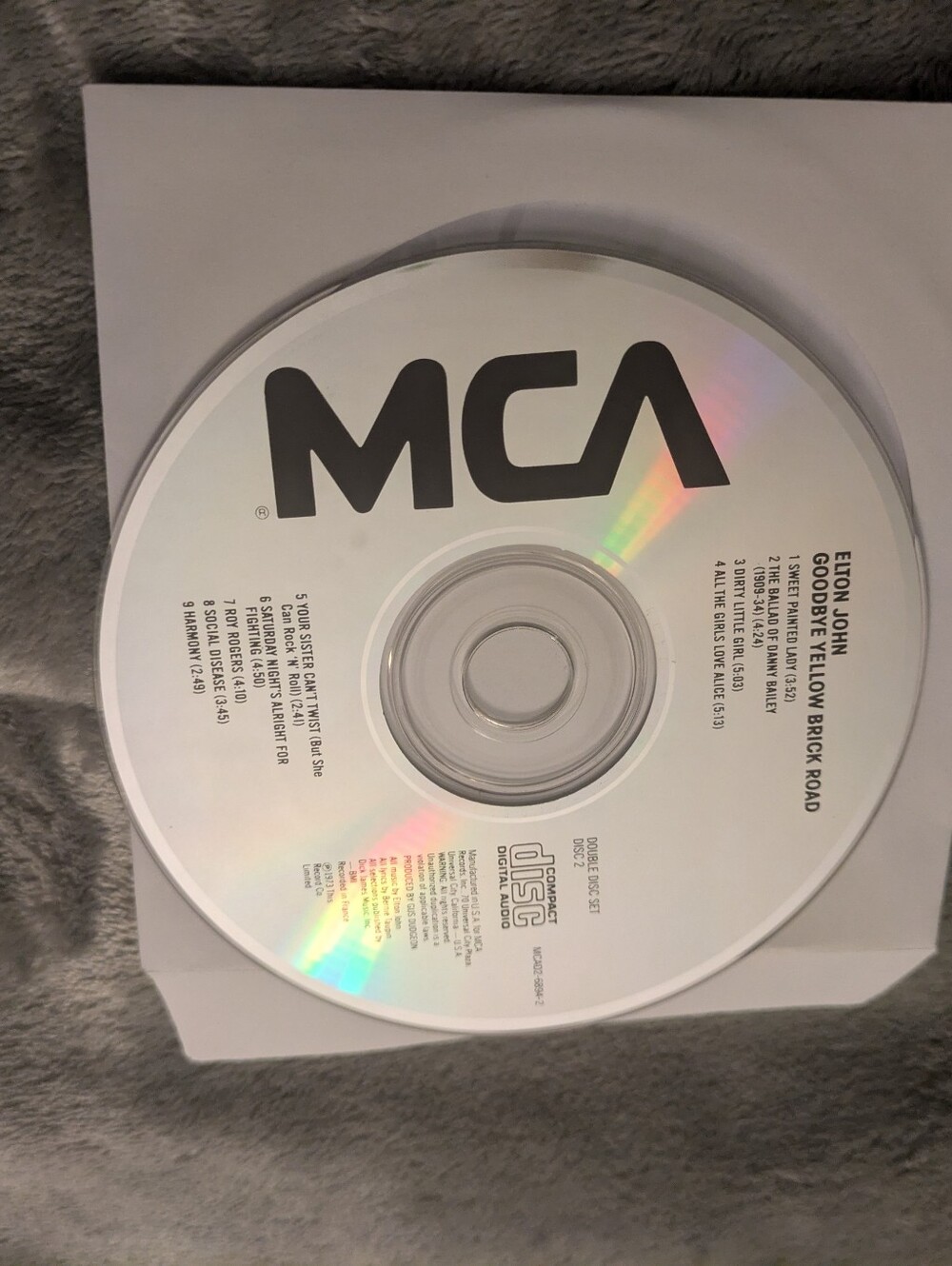 Elton John Goodbye Yellow Brick Road Disc 2 Audio CD Only MCA Replacement